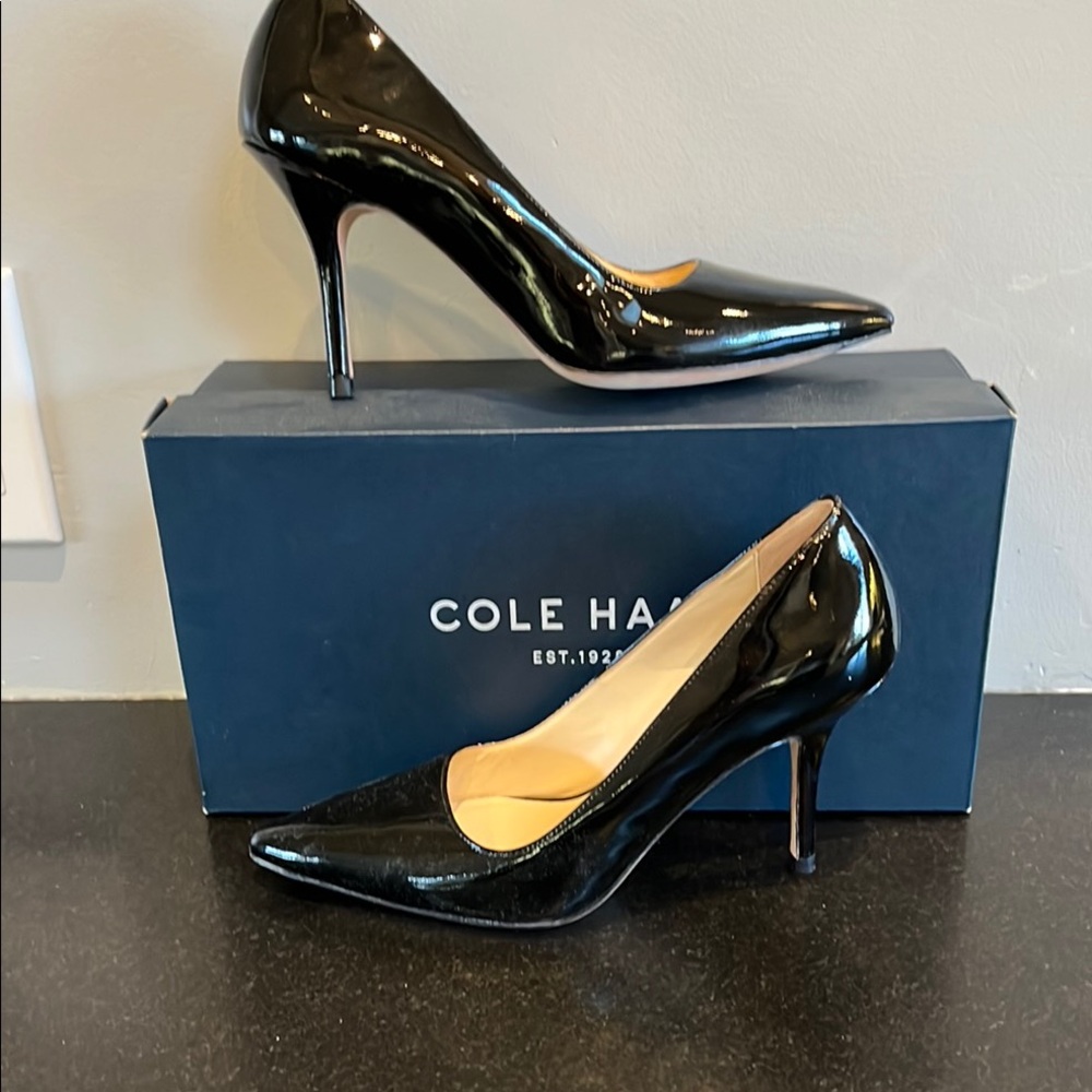 Cole Haan Bradshaw Pump Black Patent Leather Heels - sz 5